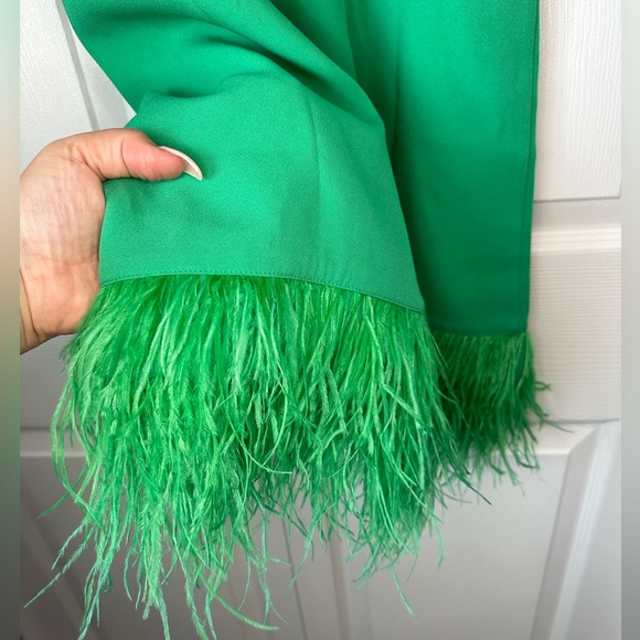 J.Crew Collection Crepe feather-trim shift dress sz XS kelly green - Picture 7 of 8